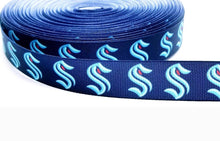 Load image into Gallery viewer, 7/8" Seattle Kraken Hockey Ribbon - NHL Grosgrain Ribbon