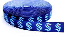 Load image into Gallery viewer, 7/8" Seattle Kraken Hockey Ribbon - NHL Grosgrain Ribbon