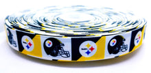 Load image into Gallery viewer, 7/8" Pittsburgh Steelers Grosgrain Ribbon. NFL Football Sports Teams