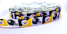 Load image into Gallery viewer, 7/8" Pittsburgh Steelers Grosgrain Ribbon. NFL Football Sports Teams