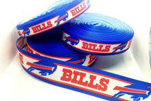 Load image into Gallery viewer, Buffalo Bills Grosgrain Ribbon. Comes in 5/8" 7/8" and 1.5" Football Ribbon NFL Sports Ribbon. Patriotic Ribbon