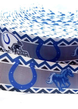 Load image into Gallery viewer, 7/8" Indianapolis Colts. Grosgrain Ribbon. Football Ribbon NFL Sports Ribbon