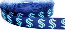 Load image into Gallery viewer, 7/8" Seattle Kraken Hockey Ribbon - NHL Grosgrain Ribbon