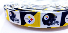 Load image into Gallery viewer, 7/8" Pittsburgh Steelers Grosgrain Ribbon. NFL Football Sports Teams