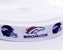 Load image into Gallery viewer, 1" Denver Broncos Grosgrain Ribbon. Bright Team Colors NFL Football Sports Ribbon.