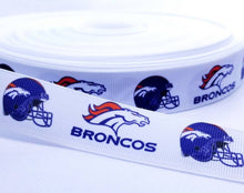 Load image into Gallery viewer, 1" Denver Broncos Grosgrain Ribbon. Bright Team Colors NFL Football Sports Ribbon.