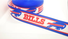 Load image into Gallery viewer, Buffalo Bills Grosgrain Ribbon. Comes in 5/8" 7/8" and 1.5" Football Ribbon NFL Sports Ribbon. Patriotic Ribbon