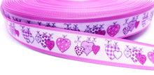 Load image into Gallery viewer, 7/8" Hearts Ribbon. Valentines Day Hearts Colorful Pink Ribbon. Country Style Hearts Robbin.