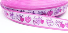 Load image into Gallery viewer, 7/8" Hearts Ribbon. Valentines Day Hearts Colorful Pink Ribbon. Country Style Hearts Robbin.