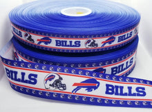 Load image into Gallery viewer, Buffalo Bills Grosgrain Ribbon. Special Edition 5/8" or 7/8" Football Ribbon NFL Sports Ribbon. Patriotic Ribbon