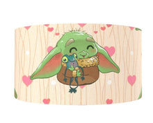 Load image into Gallery viewer, 1.5" Baby Girl Alien Star Wars Grosgrain Ribbon Baby Yoda with  Frog and Pink Hearts Background