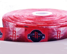 Load image into Gallery viewer, 7/8" Houston Rockets Grosgrain Ribbon. NBA Basketball Sports Ribbon.