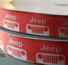 Load image into Gallery viewer, Orange and White Sports Vehicle  Ribbon in 5/8" and 7/8" Grosgrain Ribbon.