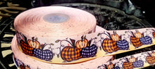 Load image into Gallery viewer, 1.5" and 7/8" (10 yards in stock 7/8") Pumpkin Patch Harvest Gingham Grosgrain Ribbon. Pumpkin Patch. Fall Ribbon