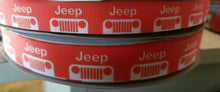 Load image into Gallery viewer, Orange and White Sports Vehicle  Ribbon in 5/8" and 7/8" Grosgrain Ribbon.