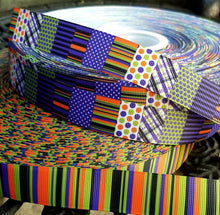 Load image into Gallery viewer, 7/8" Two New Designs Halloween Striped Ribbon and I Love the Stripes with Circles Polka Dots and more.