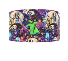 Load image into Gallery viewer, 2" Jack Skellington Oogie Boogie Grosgrain Ribbon. Halloween Nightmare Before Christmas Ribbon. Black and White Jack Skellington Ribbon