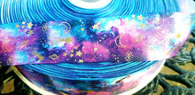 Load image into Gallery viewer, 1.5" Gold Foil Moons and Stars Grosgrain Ribbon