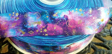 Load image into Gallery viewer, 1.5" Gold Foil Moons and Stars Grosgrain Ribbon