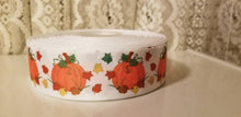 Load image into Gallery viewer, 1.5" Fall Pumpkin Harvest with Maple Fall Leaves Grosgrain Ribbon. Pumpkin Patch