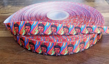 Load image into Gallery viewer, 7/8" David Bowie with Bright Bold Colors Grosgrain Ribbon.  Famous Musicians Icon
