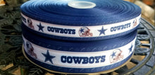 Load image into Gallery viewer, 5/8" 7/8" 1.5" Dallas Cowboys Grosgrain Ribbon. NFL Football Sports Team Ribbon