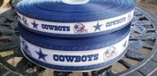 Load image into Gallery viewer, 5/8" 7/8" 1.5" Dallas Cowboys Grosgrain Ribbon. NFL Football Sports Team Ribbon