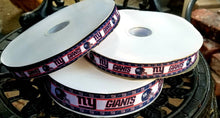 Load image into Gallery viewer, New York Giants Grosgrain Ribbon. NFL Football Sports Team Ribbon Go Giants Comes in 5/8" 7/8" and 1.5"