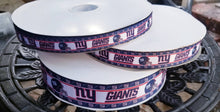 Load image into Gallery viewer, New York Giants Grosgrain Ribbon. NFL Football Sports Team Ribbon Go Giants Comes in 5/8" 7/8" and 1.5"