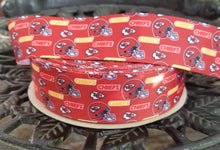 Load image into Gallery viewer, 1.5" Kansas City Chiefs Football Grosgrain Ribbon. Football Ribbon, NFL Sports Ribbon. KC Ribbon