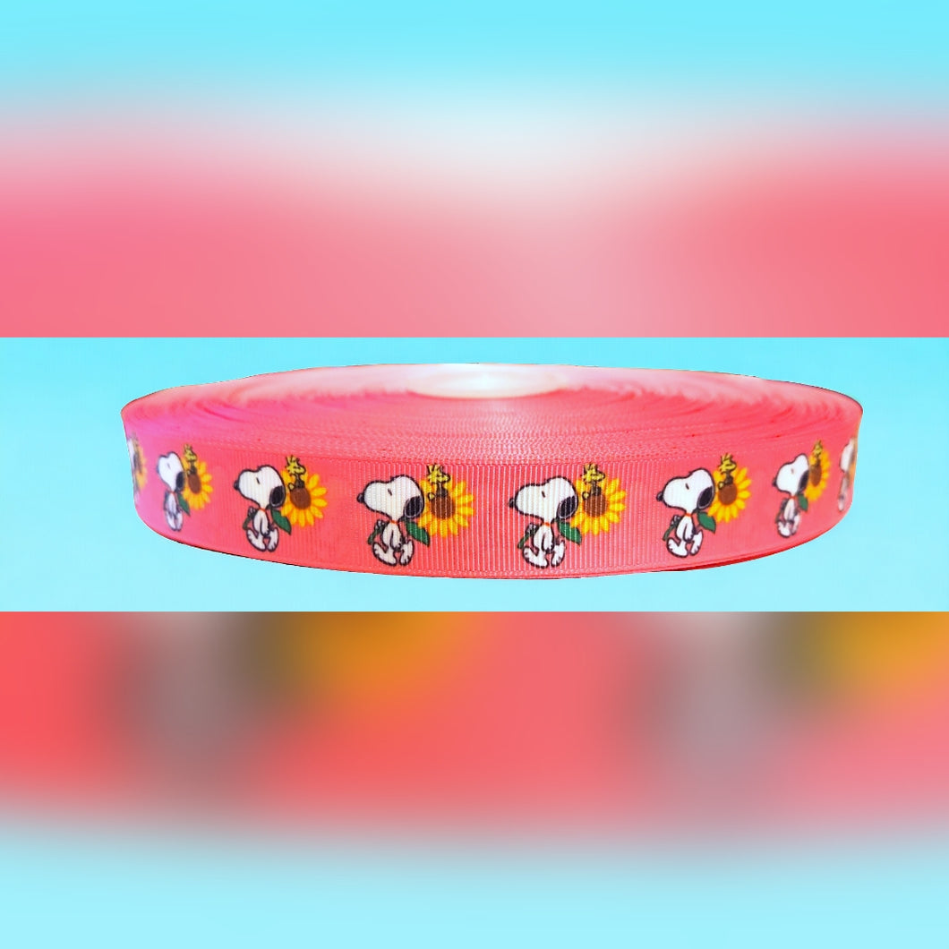 7/8'' Hot Pink Dog Ribbon. Snoopy Dog. Red Doggie Ribbon Sunflower Ribbon