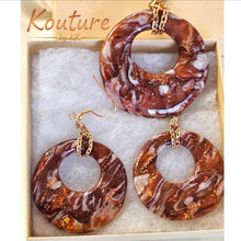 Load image into Gallery viewer, Copper Dreams Signature Set - Hand-Sculpted Polymer Clay Necklace &amp; Earrings with Gold Leaf | One of a Kind
