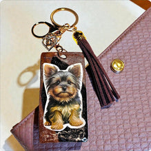 Load image into Gallery viewer, Yorkshire Terrier Handmade Resin Keychain – Brown Tasselby
