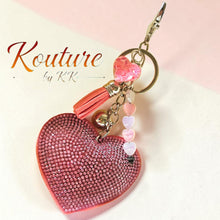 Load image into Gallery viewer, Pink Rhinestone Heart Keychain
