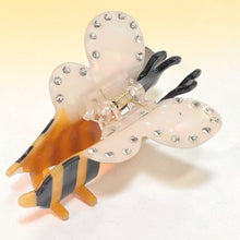 Load image into Gallery viewer, Bumble Bee Hair Claw Clip | Rhinestone Wings | Bee Lover Gift | Acrylic Animal Hair Accessory

