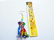 Load image into Gallery viewer, Dog Earrings. Stained Glass Dog Earrings. Pet Gifts. Animal Earrings.
