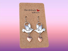 Load image into Gallery viewer, Rustic Bohemian Metal Bird Earrings.  Bird Earrings. Bird Jewelry
