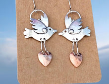 Load image into Gallery viewer, Rustic Bohemian Metal Bird Earrings.  Bird Earrings. Bird Jewelry
