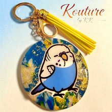 Load image into Gallery viewer, Parakeet Keychain | Handmade Polymer Clay Keychain | Budgie Bird | Kouture by KK
