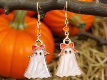 Load image into Gallery viewer, Halloween Earrings. Ghost Earrings. Halloween Jewelry. Spooky Funny Earrings. Halloween Jewelry. Ghost Jewelry
