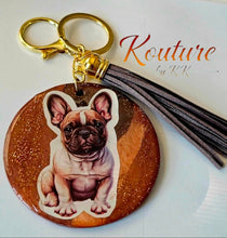 Load image into Gallery viewer, French Bulldog  Keychain with Grey Tassel. Handmade Polymer Clay Key chain
