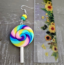 Load image into Gallery viewer, Lollipop Earrings. Candy Earrings. Candy Sucker Earrings. Candy Jewelry. Food Earrings. Food Jewelry
