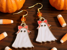 Load image into Gallery viewer, Halloween Earrings. Ghost Earrings. Halloween Jewelry. Spooky Funny Earrings. Halloween Jewelry. Ghost Jewelry
