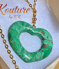 Load image into Gallery viewer, Olive Green Heart Necklace – Hand-Sculpted Polymer Clay with Gold Foil | Signature Sculpted Collection

