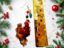 Load image into Gallery viewer, Christmas Chicken Earrings. Chicken Earrings, Christmas Light Earrings, Christmas Chicken Jewelry. Funny Chicken Earrings

