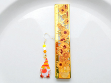 Load image into Gallery viewer, Gnome Earrings. Candy Corn Gnome Earrings. Pumpkin Earrings. Fall Jewelry. Thanksgiving Earrings
