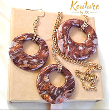 Load image into Gallery viewer, Copper Dreams Signature Set - Hand-Sculpted Polymer Clay Necklace &amp; Earrings with Gold Leaf | One of a Kind
