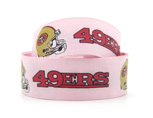 Load image into Gallery viewer, 1&quot; San Francisco 49ers Pink Grosgrain Ribbon. NFL Football Sports Teams
