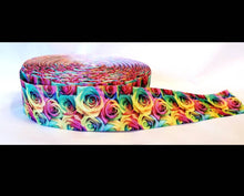 Load image into Gallery viewer, 1.5&quot; Rose Flower Grosgrain Ribbon Rainbow of Roses
