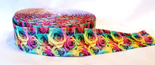 Load image into Gallery viewer, 1.5&quot; Rose Flower Grosgrain Ribbon Rainbow of Roses
